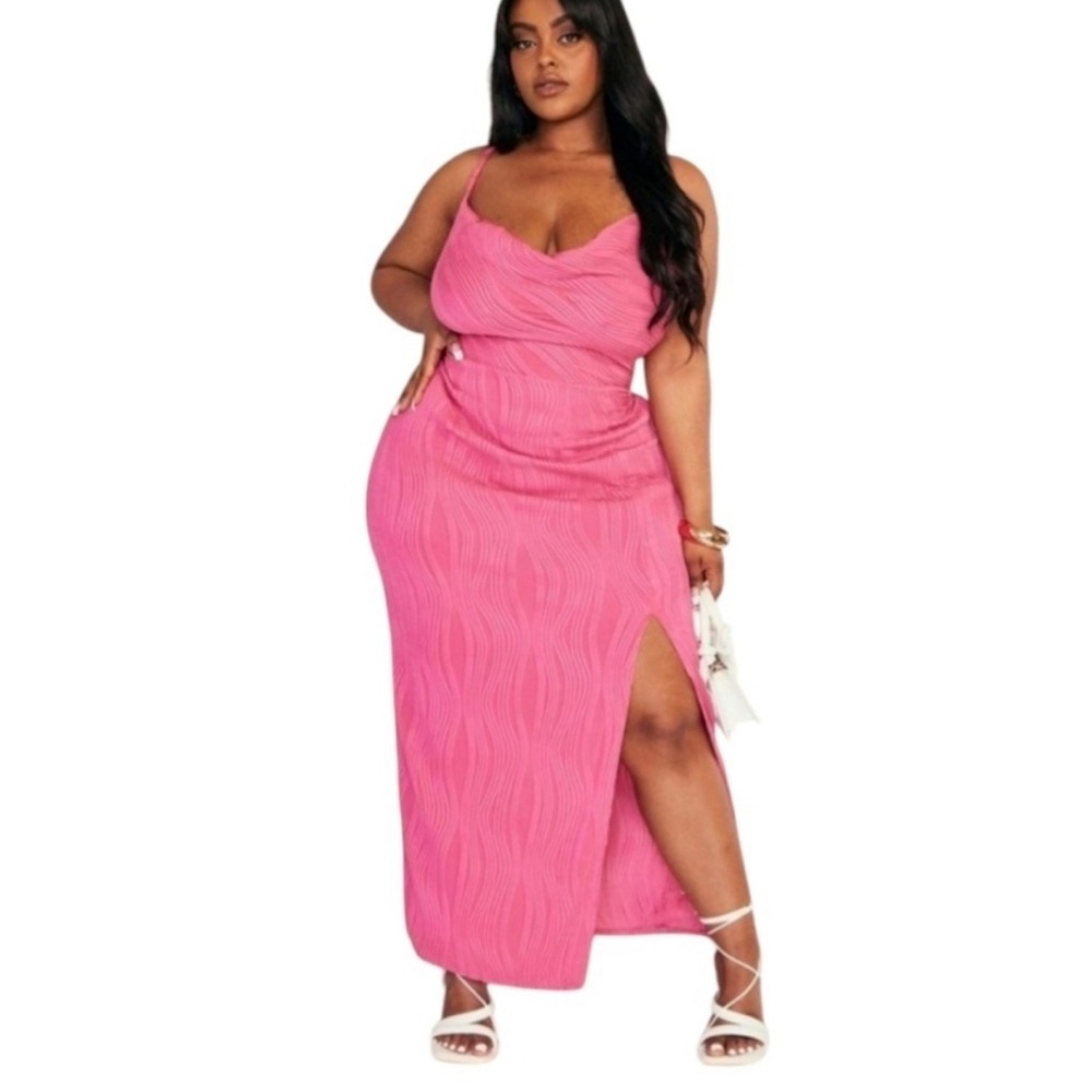 PrettyLittleThing Pink Maxi Dress with Side Split